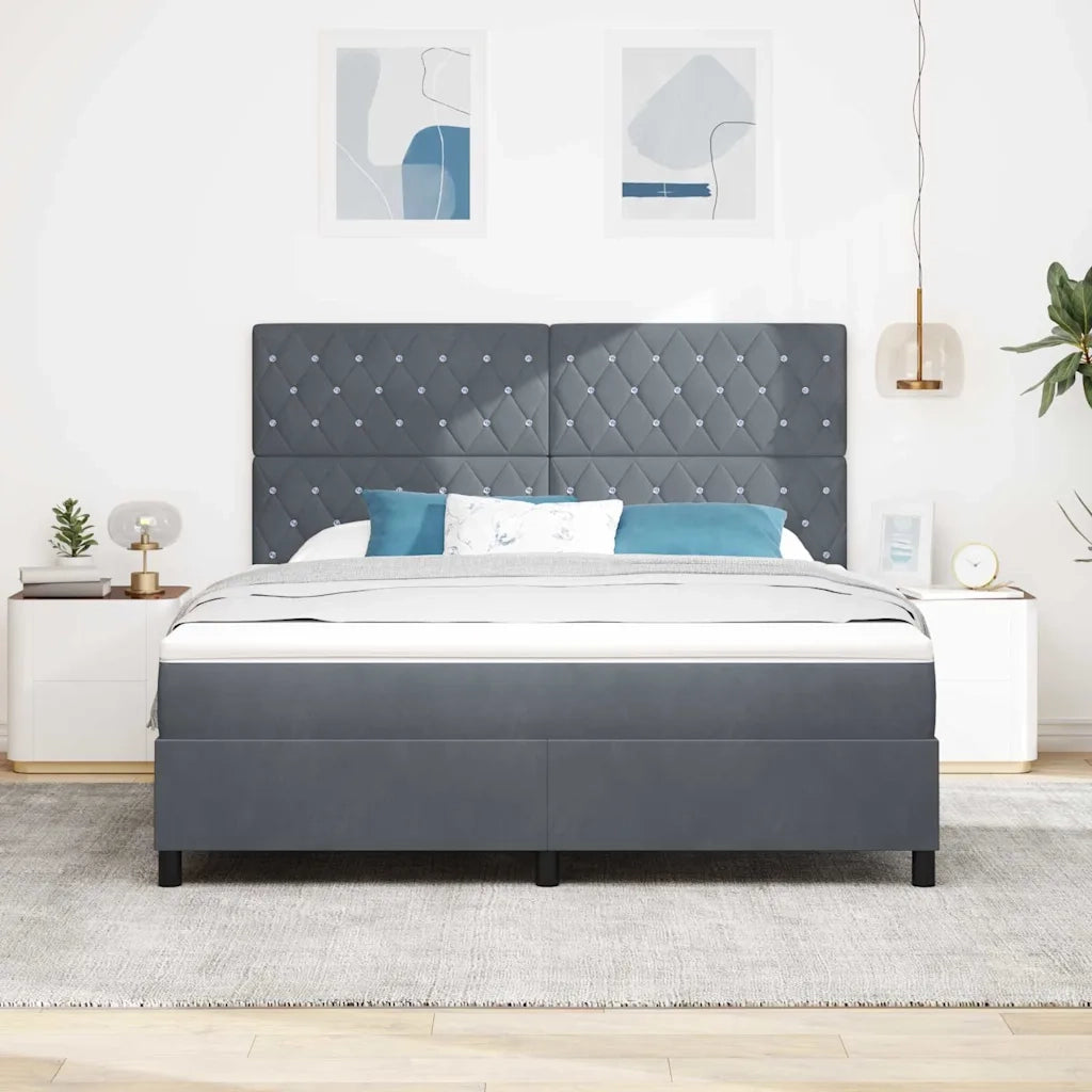 Letto a molle con materasso Grigio scuro 180 x 200 cm Velluto 3339783