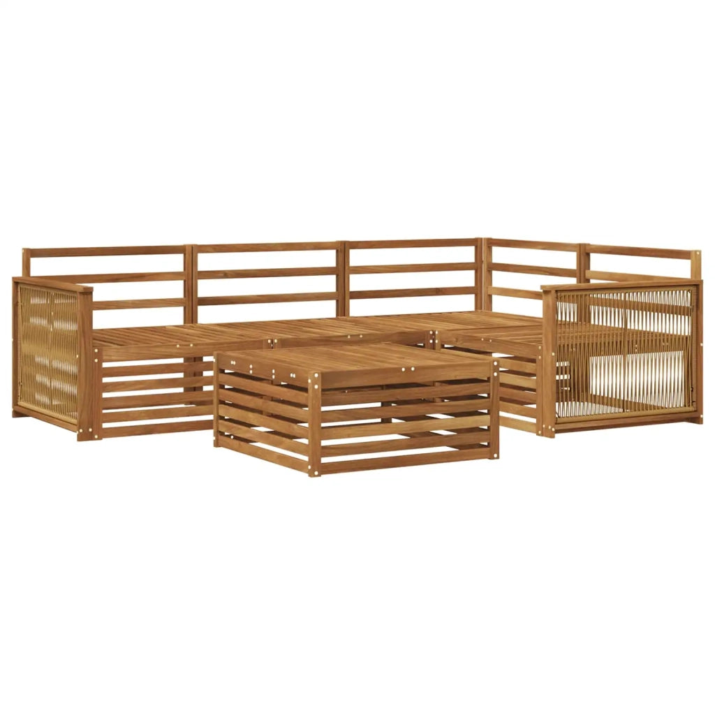 Set di divani da esterno 5 pz Naturale Legno di Acacia Massello 3383327