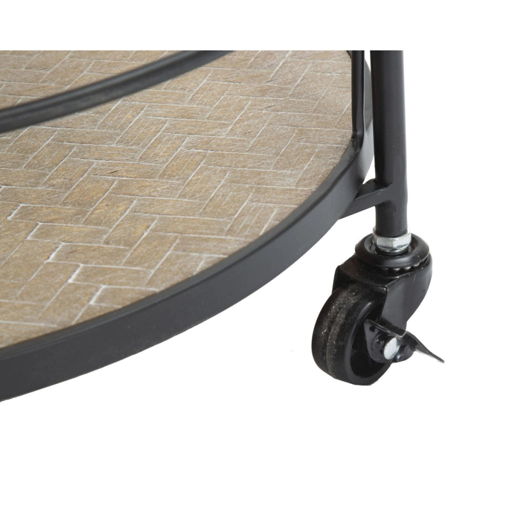 Carrello Arex in ferro e MDF nero e rovere – 40 x 41,5 x H 82 cm