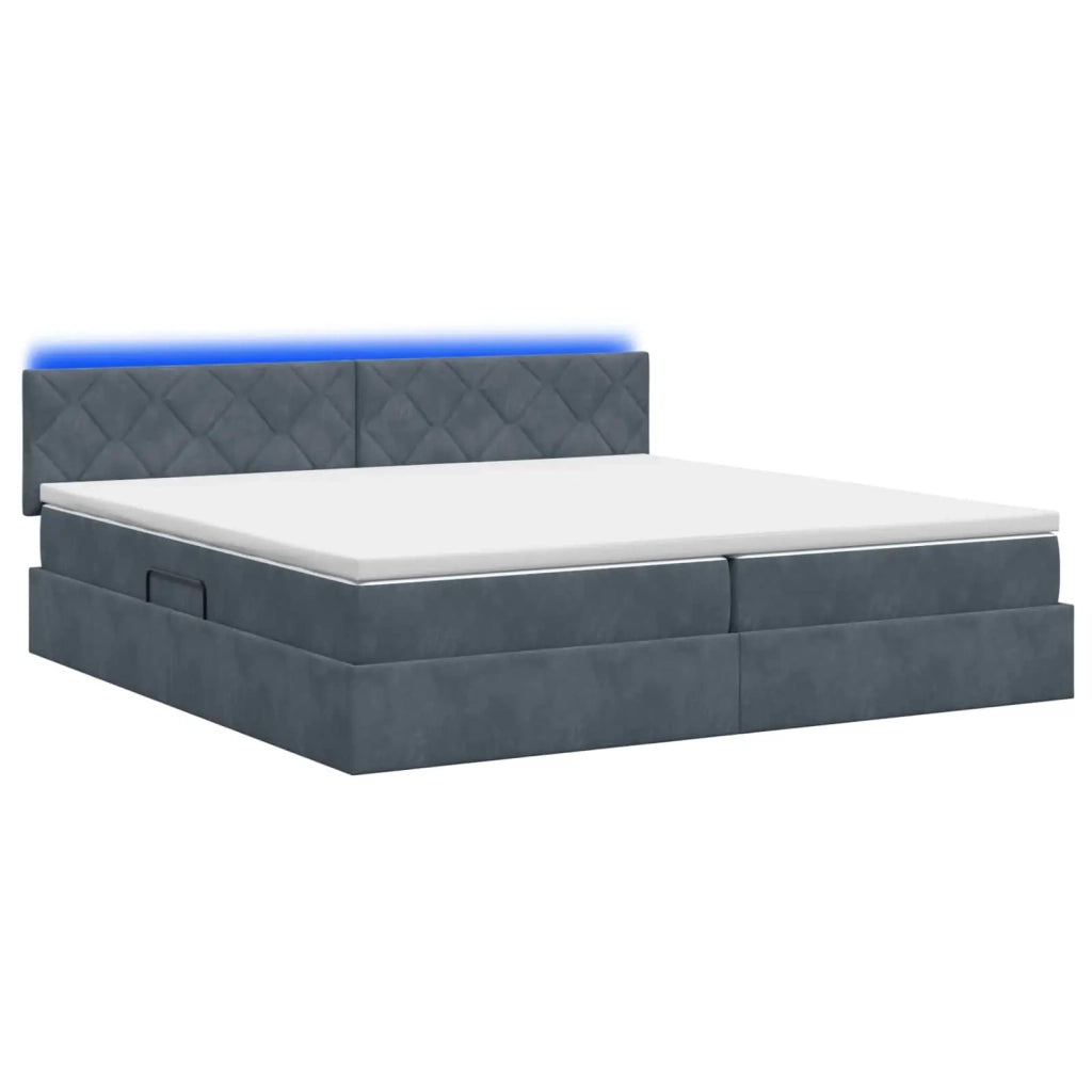 Letto con contenitore LED e materasso Grigio Scuro 200 x 200 cm 3459331