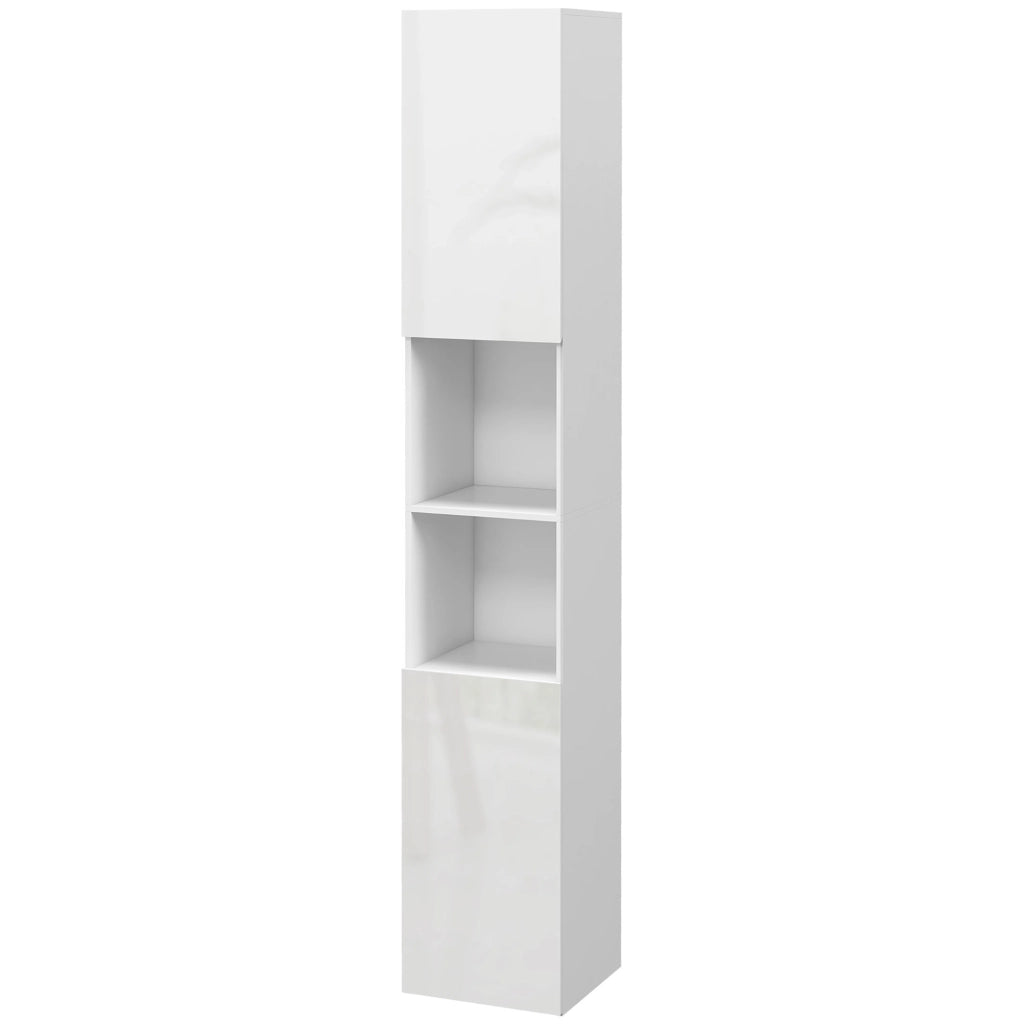 Mobile bagno colonna 2 ante con ripiani regolabili e 2 nicchie ¨C zephmum ¨C 30x30x181,5 cm bianco