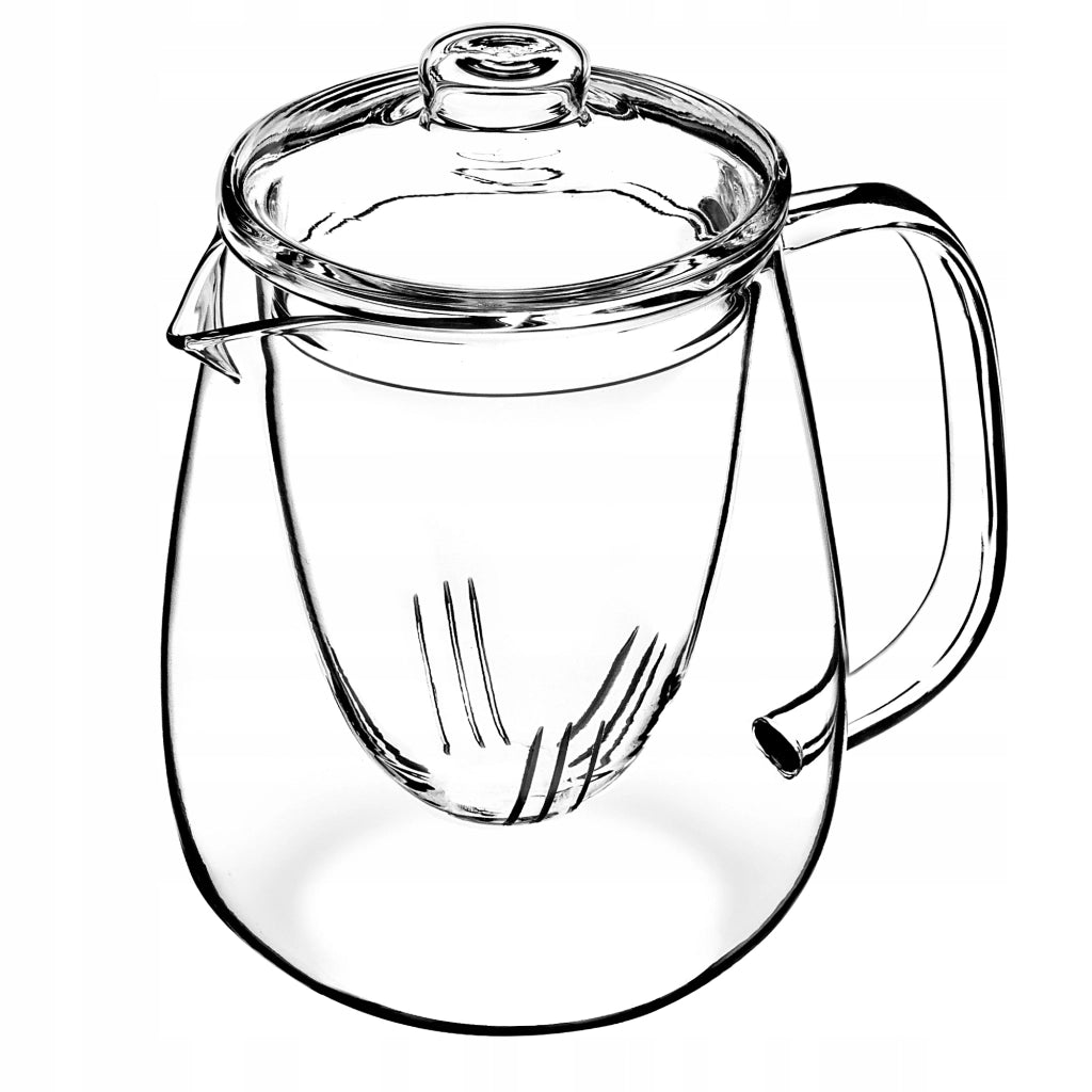 Teiera in vetro KADAX da 600 ml con inserto e infusore per erbe aromatiche.