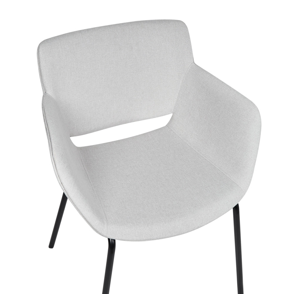 Set di 2 sedie da pranzo con rivestimento in poliestere grigio chiaro con gambe in metallo stile elegante