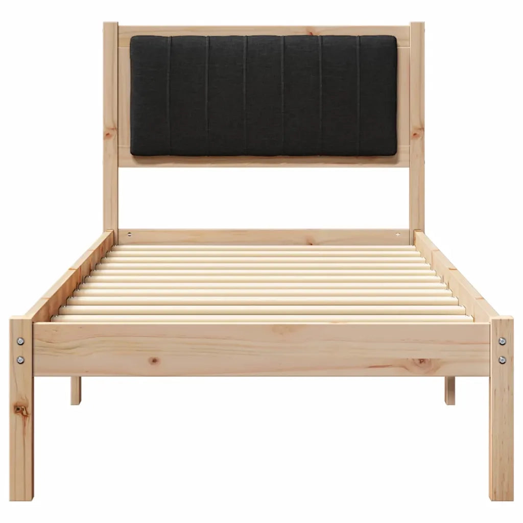 Letto con Testiera Rivestita Nero 80 x 200 cm Pino massello
