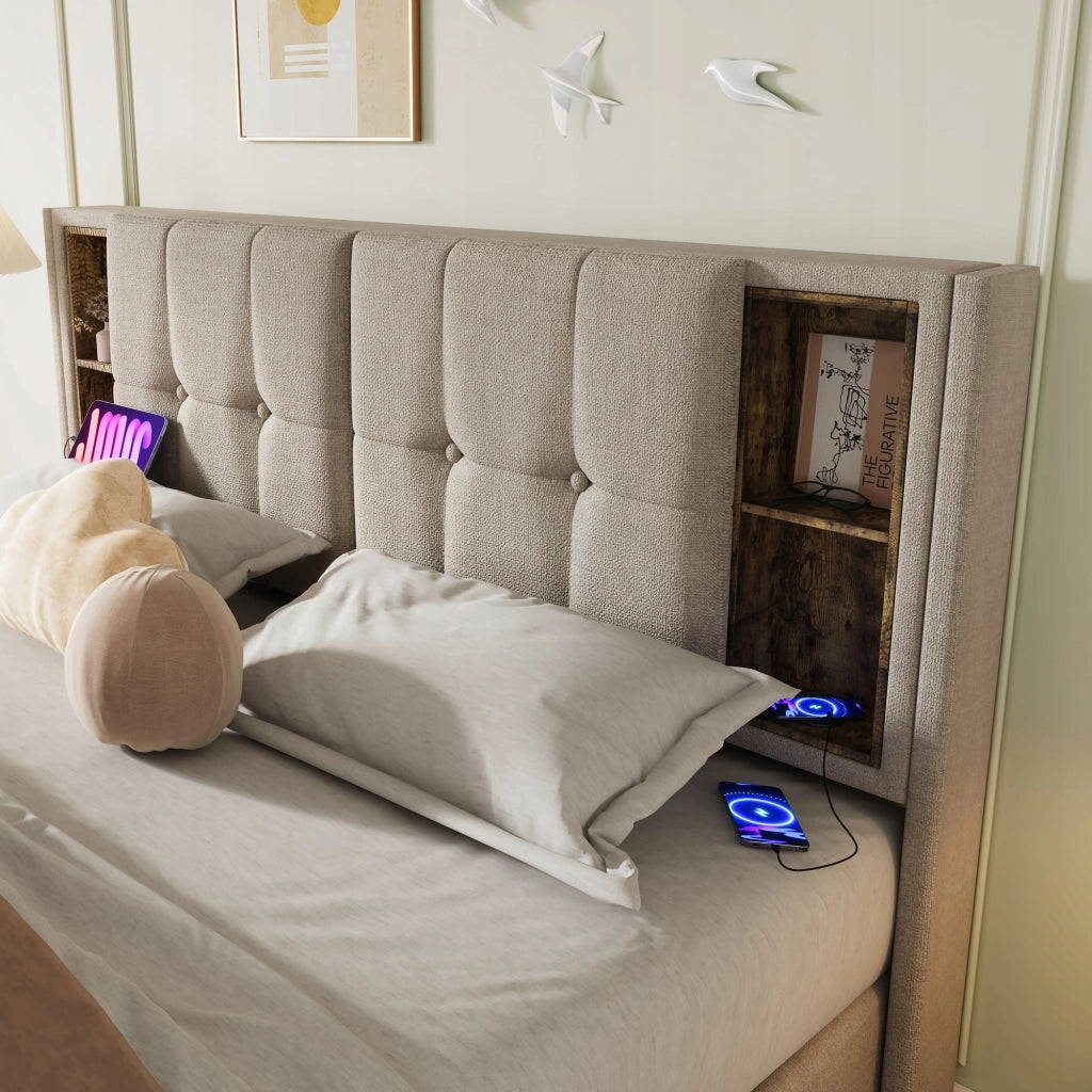 Letto imbottito 140x200 - Xylo - Ricarica wireless USB-C con materasso