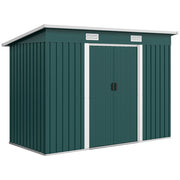 Casetta da Giardino 272x134 cm con Porte Scorrevoli Doppie e 2 Prese d'Aria in Acciaio Verde