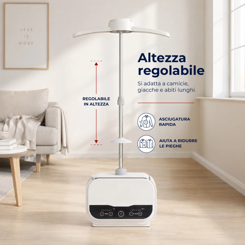 Manichino per Stirare e Asciugare Camicie 1200W, Stiratore e Ferro da Stiro Verticale Automatico con Timer 180 Min