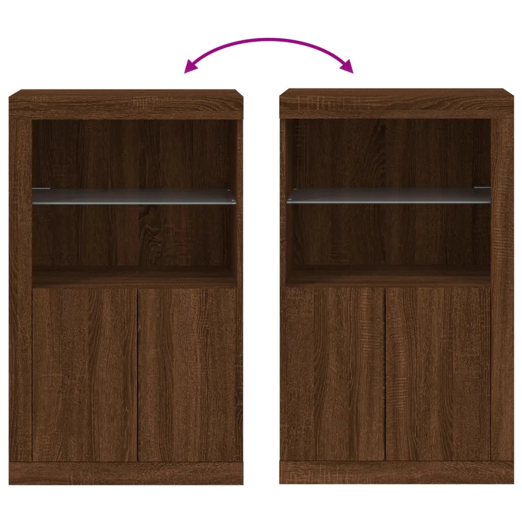 Armadietto con Luci LED Rovere Marrone in Legno Multistrato 836629