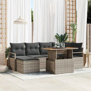 Set Divano da Giardino 7 pcs Grigio Poly Rattan