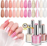 Kit per manicure rapida - 12 colori pastello - olio di lino - glitter - Base Coat Top Coat - manicure francese - 10 ml
