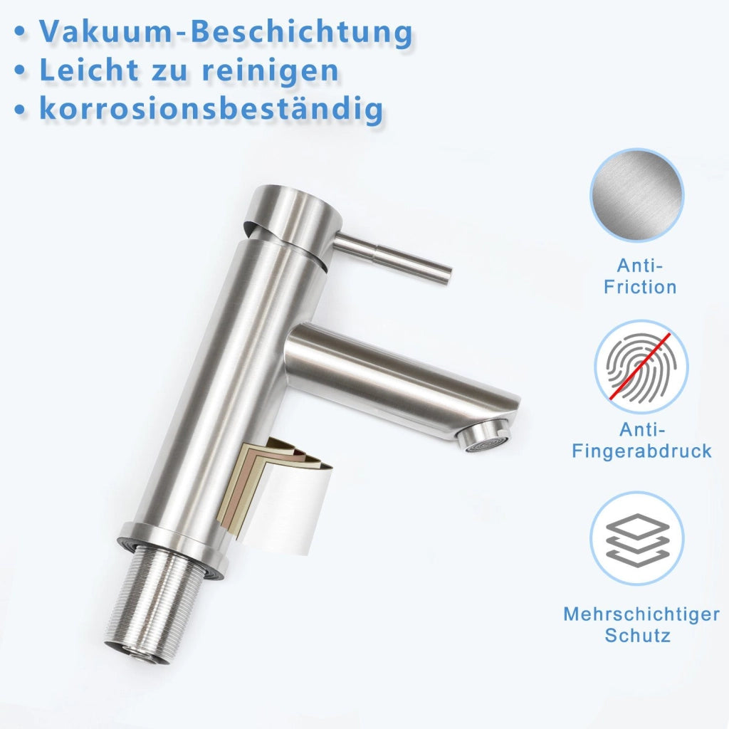 ZMH Rubinetto Lavabo Acciaio Inossidabile Miscelatore Monocomando Alta Pressione Acqua Calda Fredda Per Bagno Cucina