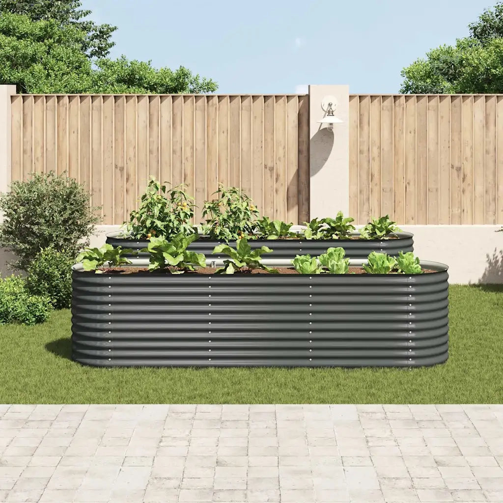 Letto Rialzato Giardino 320x80x81 cm in Acciaio Zincato Grigio 45522