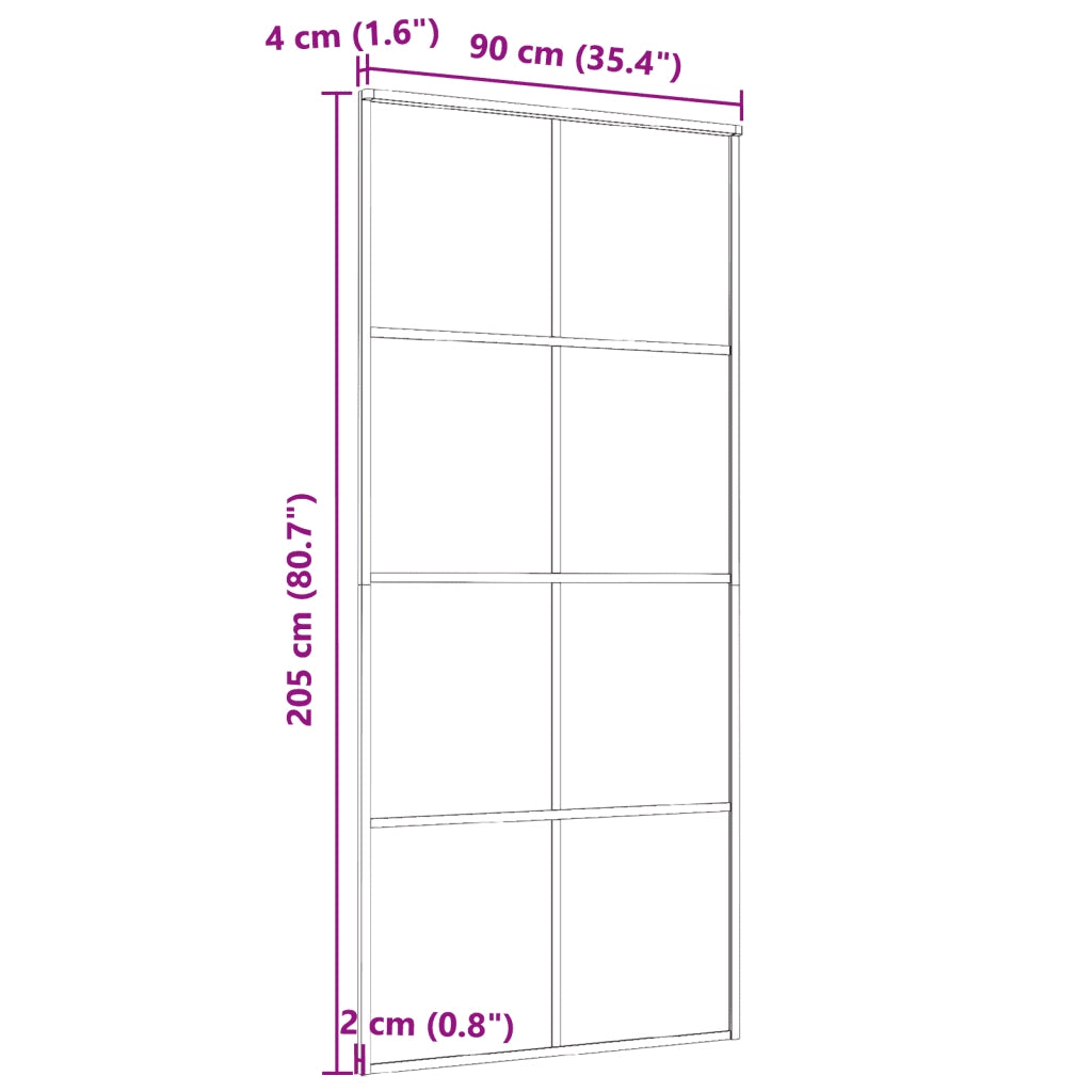 Porta Scorrevole in Vetro ESG e Alluminio 90x205 cm Nera