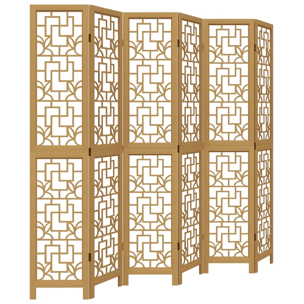 Divisorio Ambienti | Divider per stanze | Paravento 6 Pannelli Marrone Legno Massello Paulownia