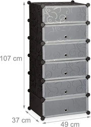 Scarpiera/scaffale/contenitore per scarpe modulare in plastica per 12 paia di scarpe nero 13_0001661_3