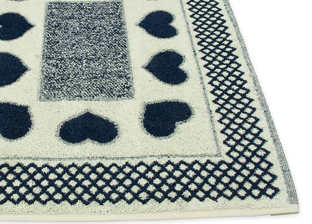 Tappeto Bagno Doccia Spugna Tappetino Assorbente Cotone Pelo Corto Mod. Love O.B - 45x60 - Blu