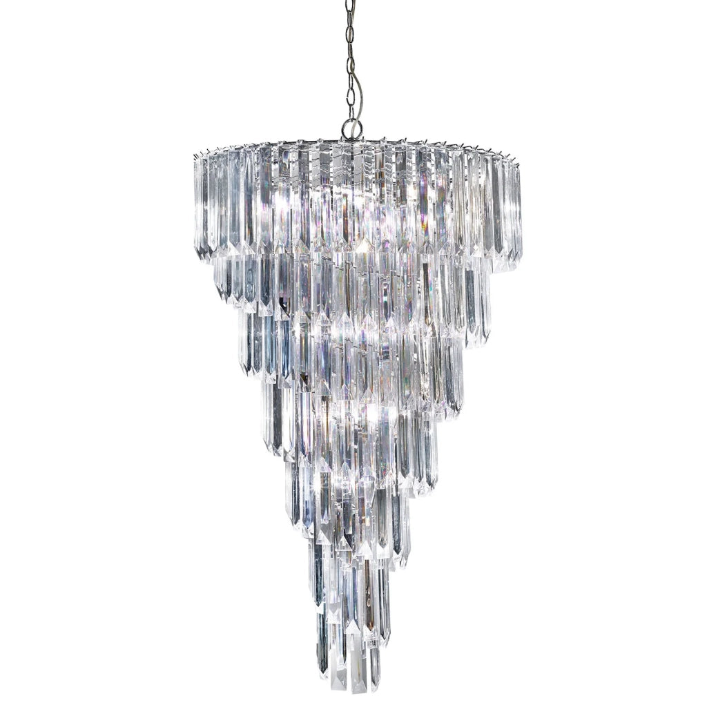 Lampadario Contemporaneo Sigma Acciaio Cromo Policarbonato 9 Luci E14