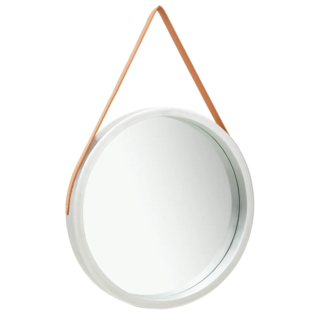 Specchio da Parete con Cinghia 60 cm Argento
