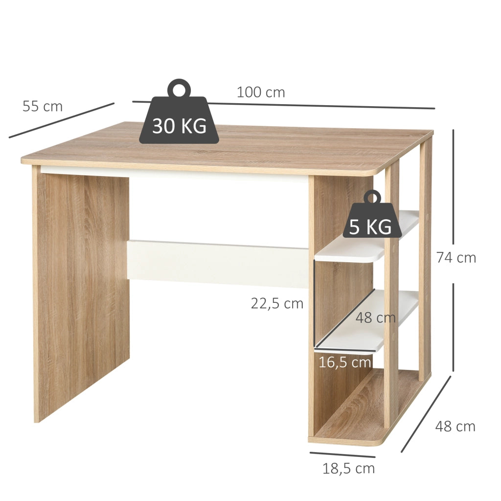 Scrivania con scaffale 3 livelli ¨C Zephmum ¨C Legno 100x55x74 cm