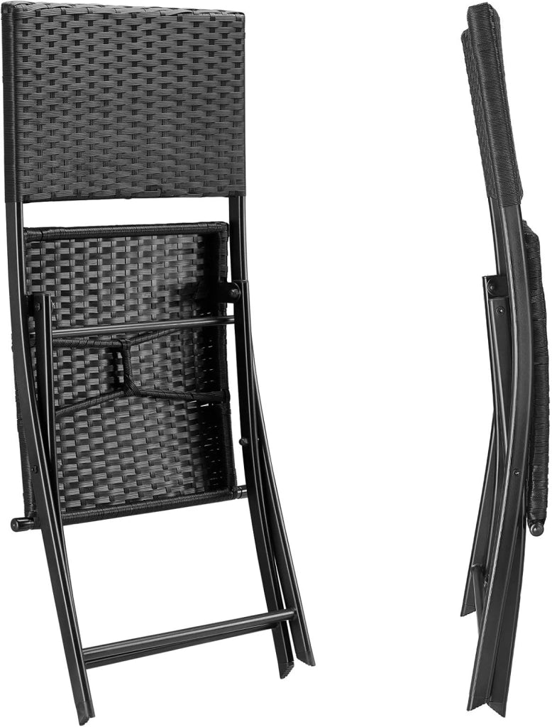 Mobili da Balcone in Polyrattan Set 3 Pezzi Pieghevole Salvaspazio 2 Persone Balcone Terrazza Giardino Arredo