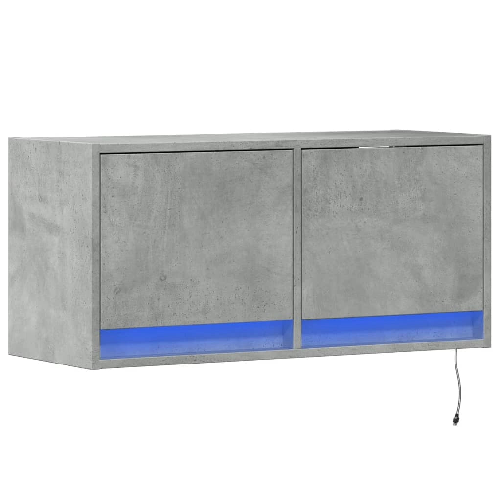 Mobile TV multimediale scaffale TV credenza mobile TV sala da pranzo soggiorno camera da letto montaggio a parete con luci LED 80 x 31 x 35 cm grigio 02_0027915