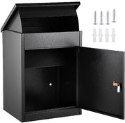 Pakketbrievenbus in vetro, Montaggio alla parete, Pakketbrievenbussen Nero – Con 4 Chiavi aggiuntive – 44x35x58CM – Facile da montare