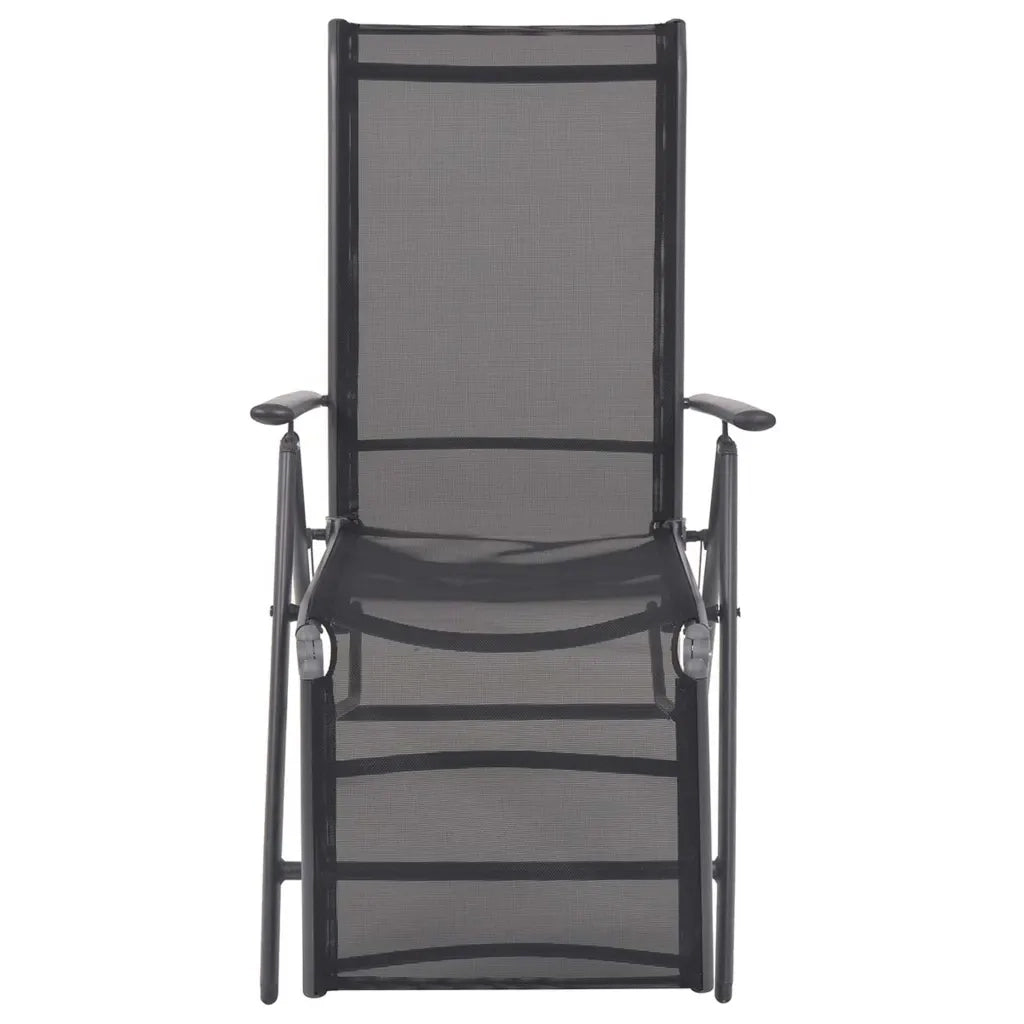 Sedia a Sdraio Reclinabile in Alluminio e Textilene Nero