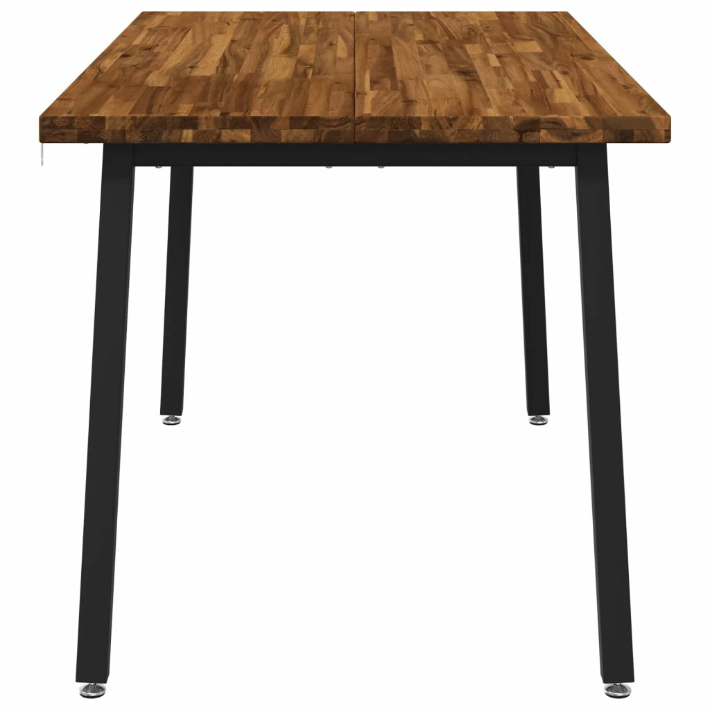140 x 70 x 75 cm Legno di Acacia Massello Naturale e Nero 937602