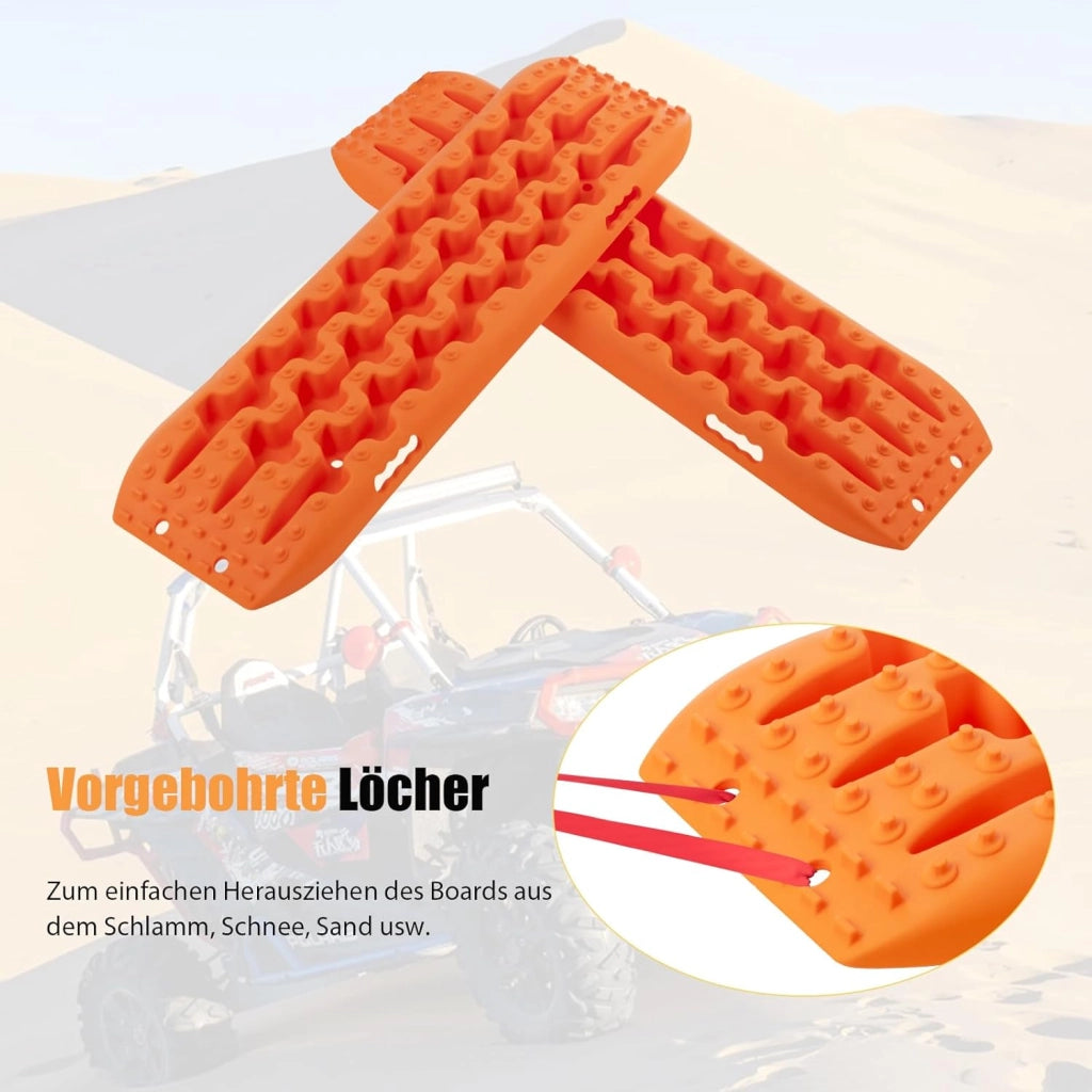 Lamiere di sabbia, 2 pezzi, aiuto di avviamento per fango, sabbia e neve, Recovery Board Offroad 10T carico, scala per pneumatici per fuoristrada, camper, auto, camion (arancione, 107 x 31 x 7