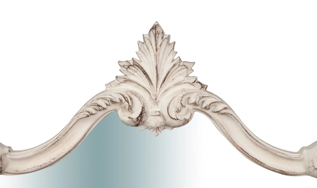 Biscottini Specchiera da parete in legno finitura bianco anticato L71XPR5XH82 cm Made in Italy