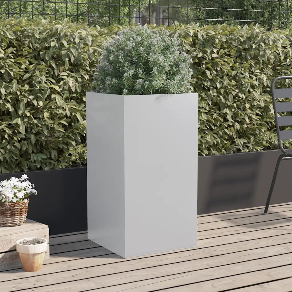 Fioriera-Vaso-Contenitore per Piante Argento 42x38x75 cm in Acciaio Zincato