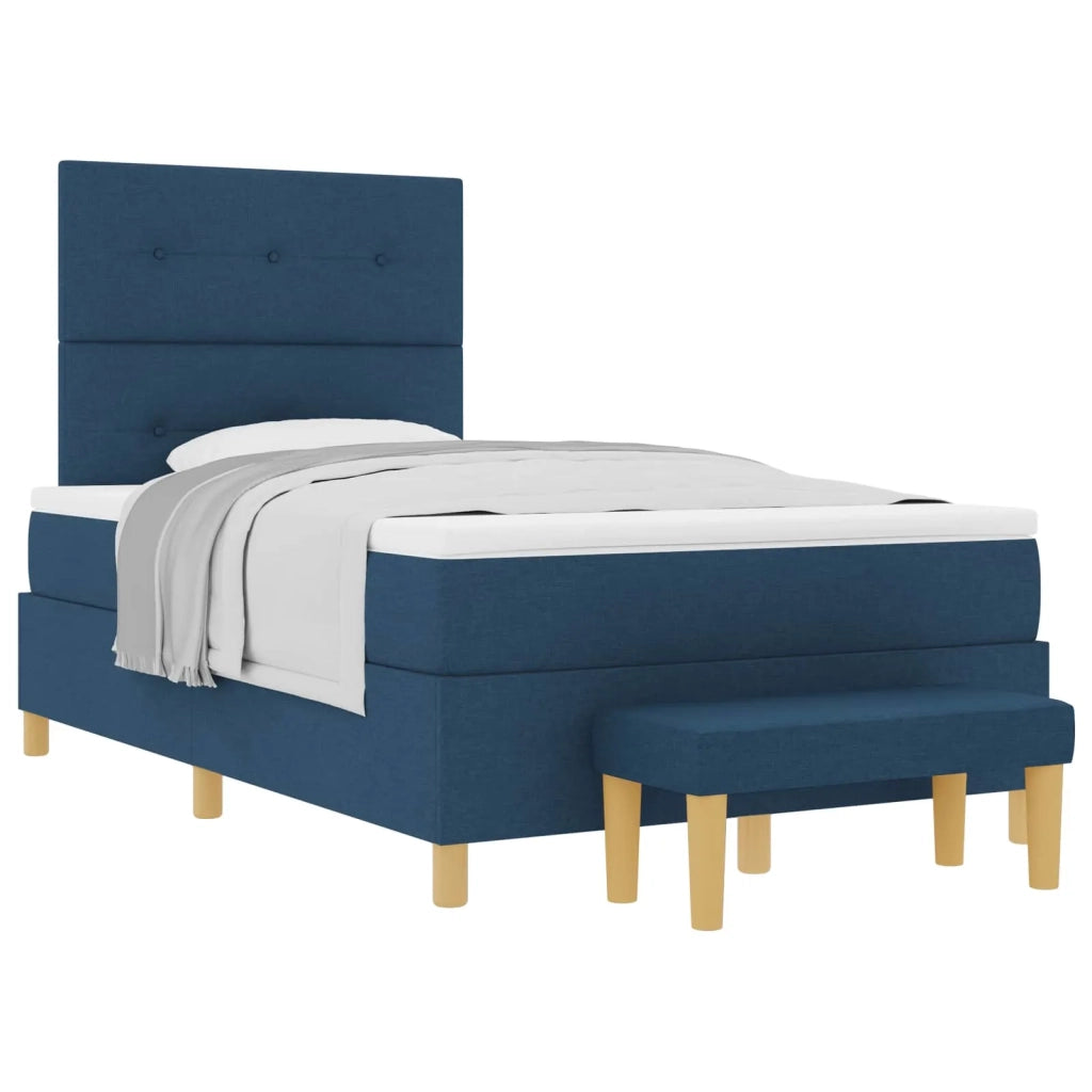 Letto a molle con materasso Blu 120 x 190 cm Tessuto