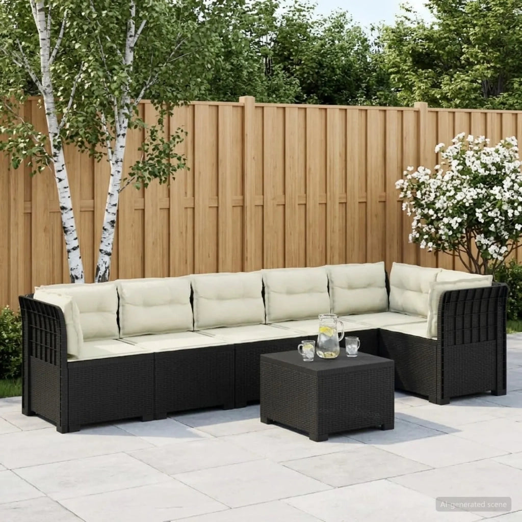 Divano da Giardino 6 Posti con Cuscini Aspetto Rattan PP 3444122