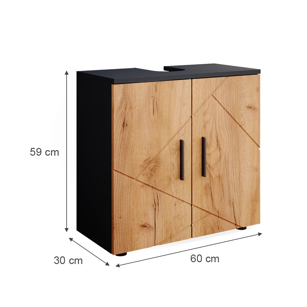 Vicco Mobile sottolavabo per bagno Quercia dorata/antracite 60 x 59 cm