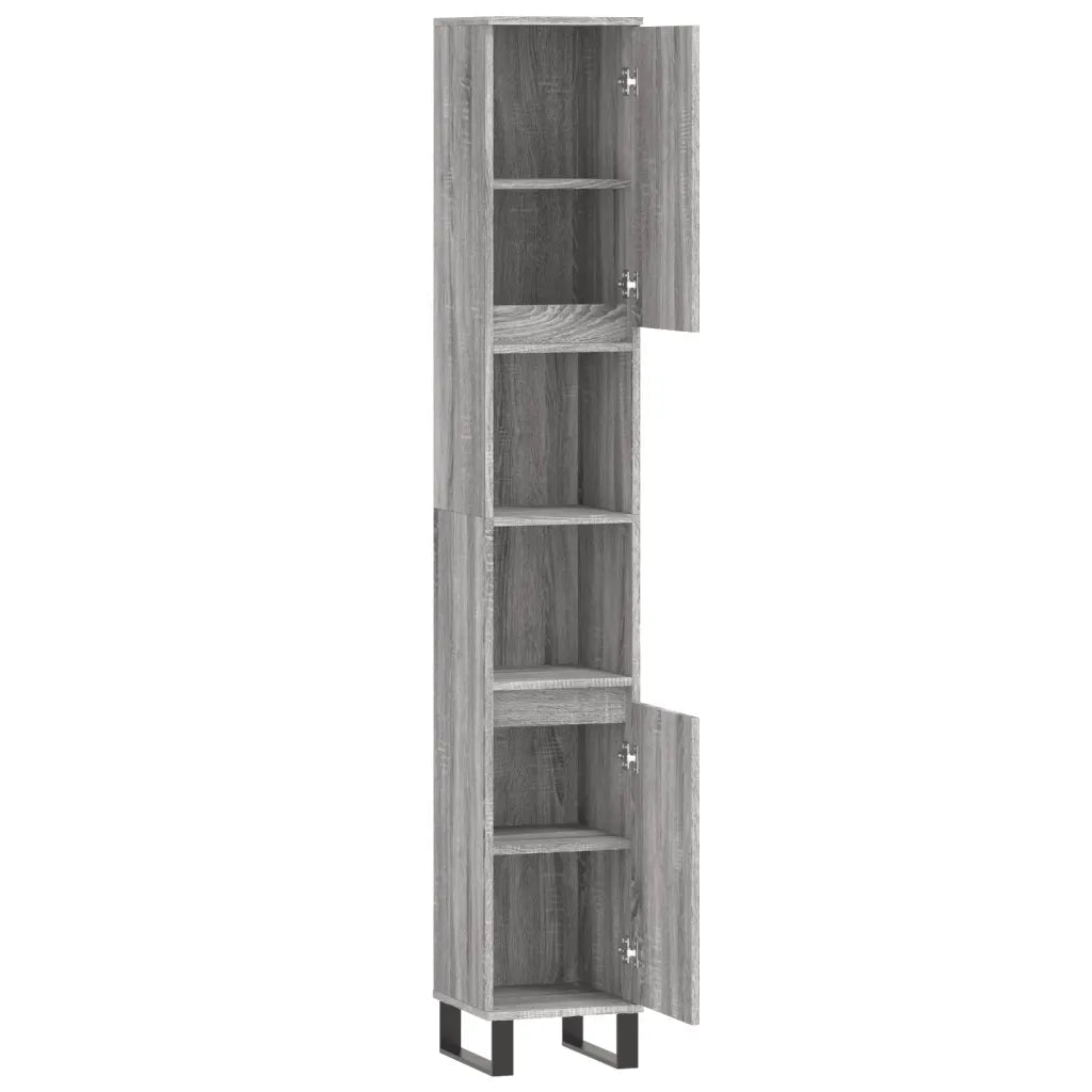 Armadietto Bagno | Armadio da bagno Grigio Sonoma 30x30x190cm in Legno Multistrato
