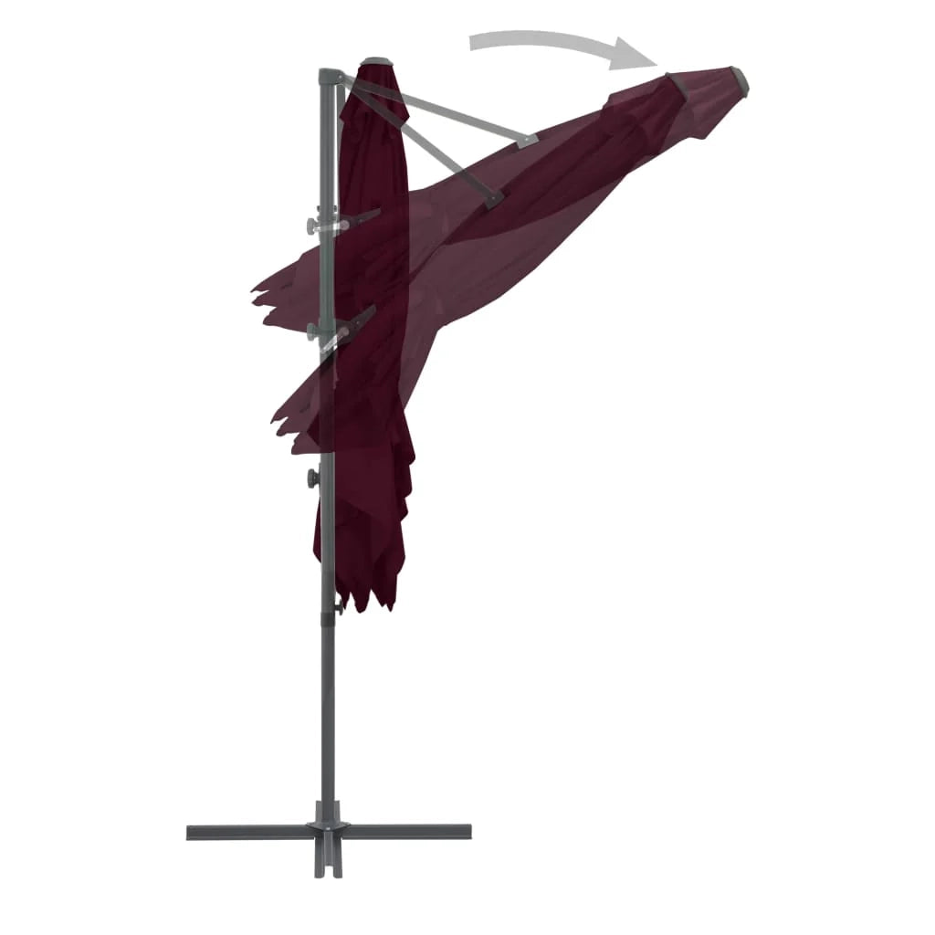 Ombrellone a braccio con palo in acciaio 250 x 250 cm rosso bordeaux 02_0008475