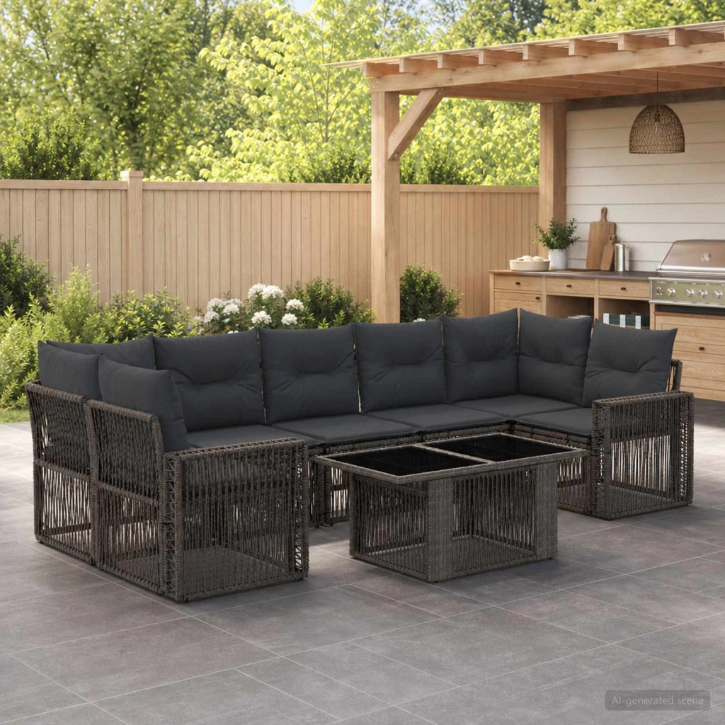 Set Divano da Giardino 8 pz Grigio e Grigio Scuro polyrattan 3436757