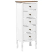 Cassettiera 5 Cassetti, Mobile da Conservazione Compatto Bianco con Maniglia ad Effetto Ottone
