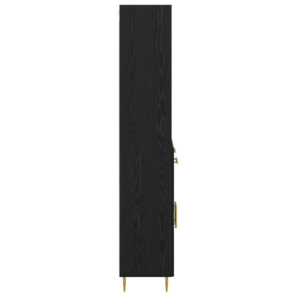 Credenza | Madia | Buffet da pranzo | Armadio da pranzo Rovere Nero 69,5 x 34 x 180 cm Legno multistrato
