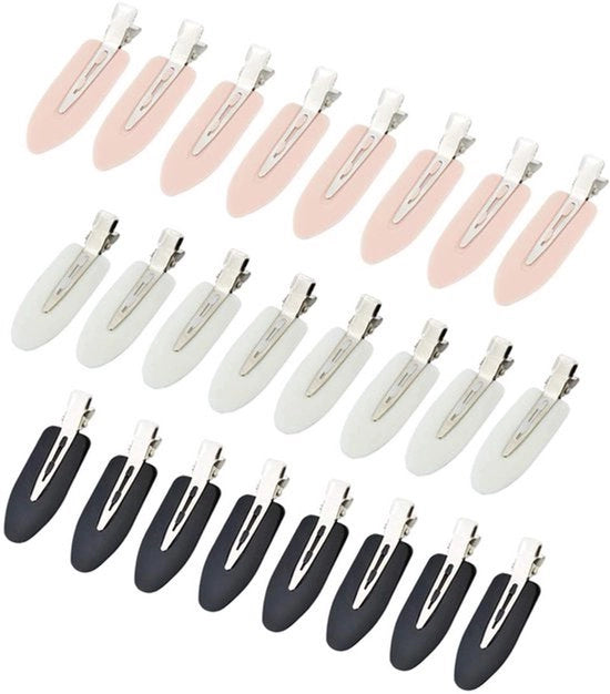 24 clip per capelli senza piegatura, clip per onde, clip per capelli invisibili per acconciature, pony, onde di dita, applicazioni di trucco, clip per capelli per la parrucchiera, nero, rosa, bianco
