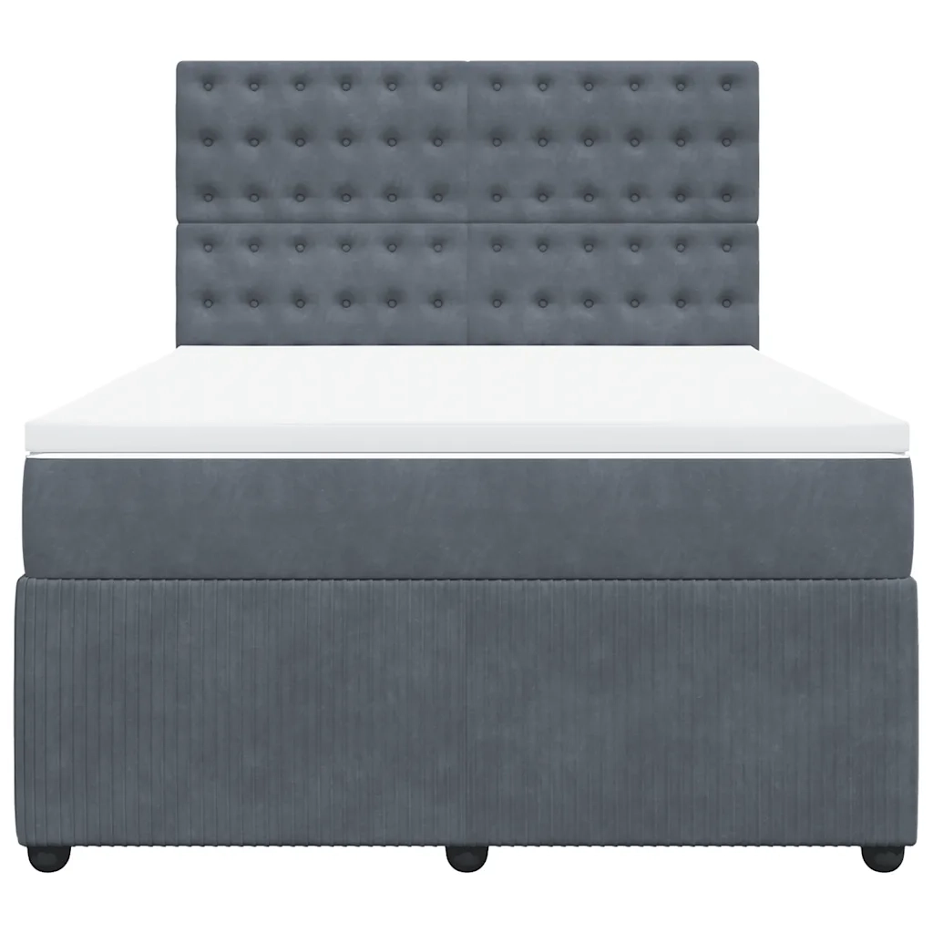 Giroletto a Molle con Materasso Grigio Scuro 160x200 cm Velluto