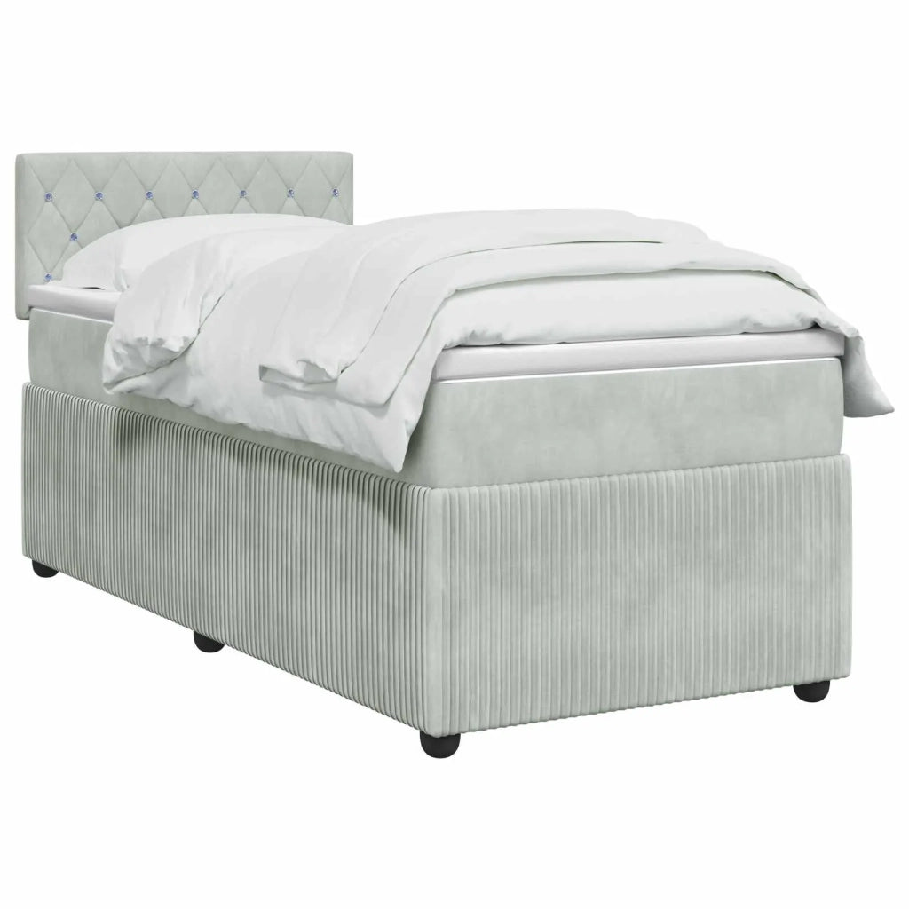 Letto box spring con materasso Grigio Chiaro 80 x 200 cm 3451559