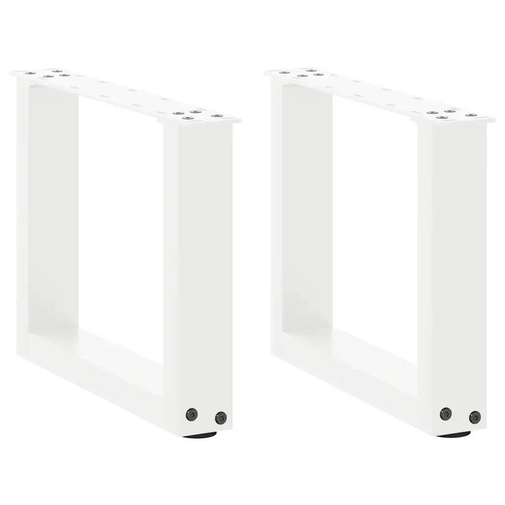 Gambe per Tavolino da CaffÃ¨ a Forma di U 2 pz Bianche 40x(30-31) cm Acciaio