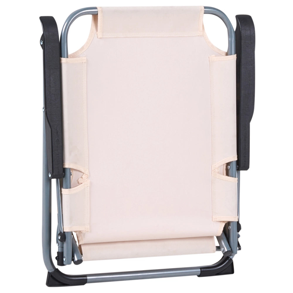 Set di 4 sedie da giardino Moderna struttura in acciaio verniciato a polvere opaco Resistente alla ruggine Pieghevole Beige