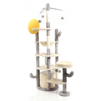 Fudajo Albero tiragraffi per gatti grigio chiaro 172 cm con casetta amaca e palline