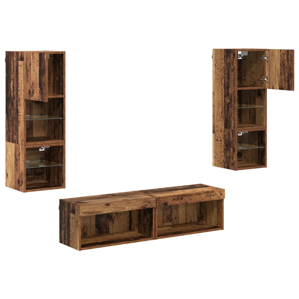 Unità TV da Parete 6 pcs Legno vecchio Legno multistrato 3402929