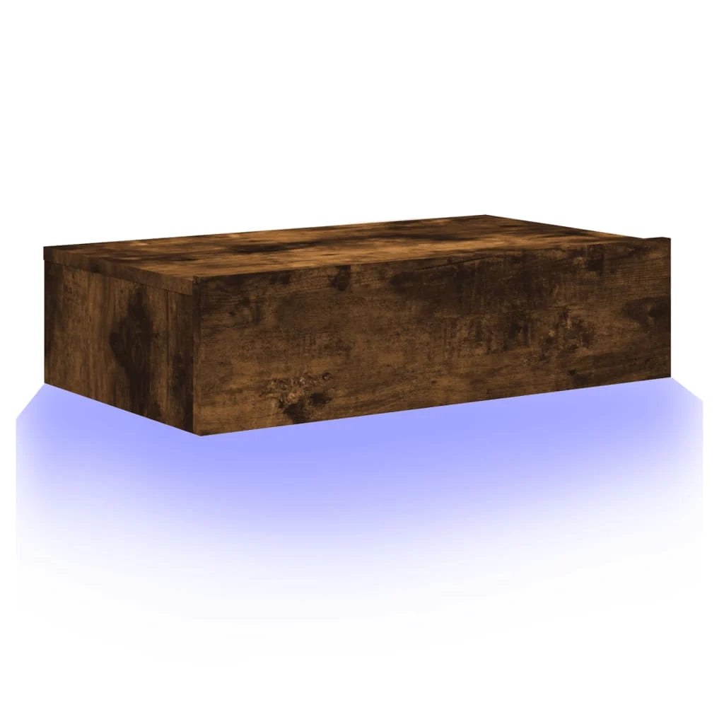 Mobile TV multimediale mensola TV credenza mobile TV per sala da pranzo soggiorno camera da letto con illuminazione a LED rovere affumicato 60 x 35 x 15,5 cm marrone 02_0026955