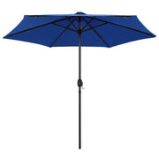 Ombrellone con Luci a LED-Ombrello da giardino e Palo Alluminio 270 cm Azzurro