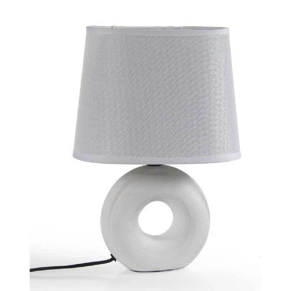 Trade Shop - Lampada Lumetto Abat Jour Ceramica Tavolo Comodino E14 60w Design 26x10cm 793820 -