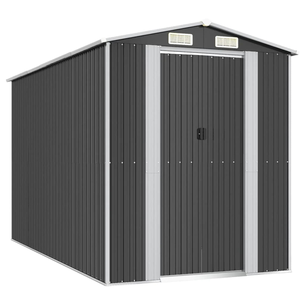 Casetta da giardino cabina ripostiglio casetta da esterno robusta casetta per attrezzi 192 x 357 x 223 cm acciaio zincato antracite 02_0022198